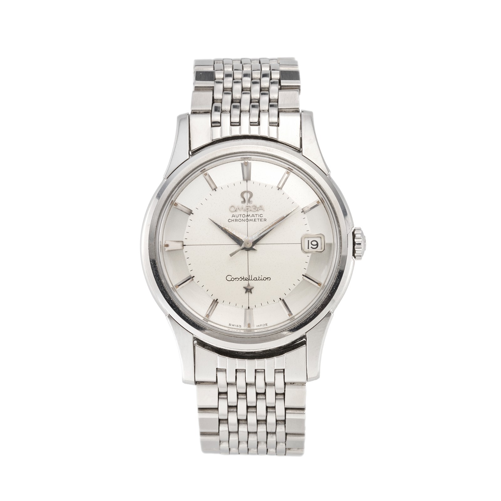 Omega, a steel Constellation Pie Pan bracelet watch, ref. 14393, year 1959