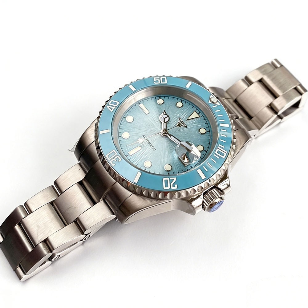 Tandorio Blue Dial 40mm Miyota 8215 PT5000 Mechanical Dive Watch Men 200M Diving
