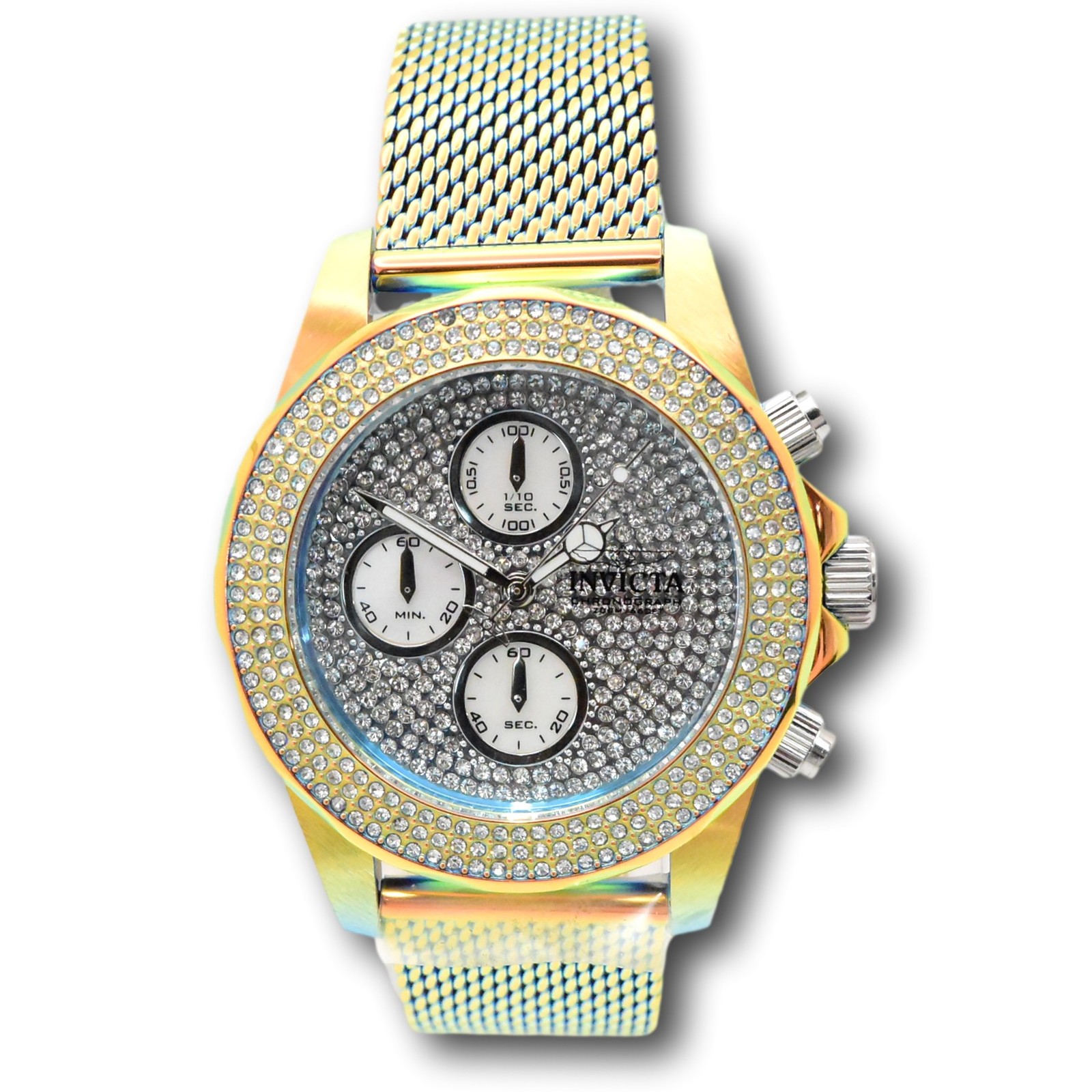 Invicta Pro Diver Fire Amber Women’s 518 Pave Crystals Quartz Chrono Watch 44257