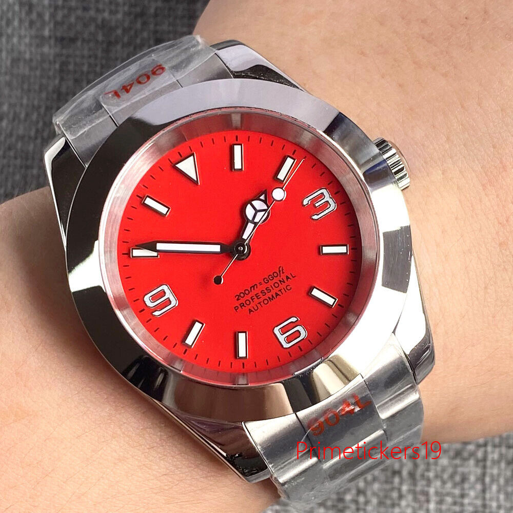 Polished 36/39mm PT5000 NH35A Automatic Men Watch Red/Blue/Green/Black Lume Dial