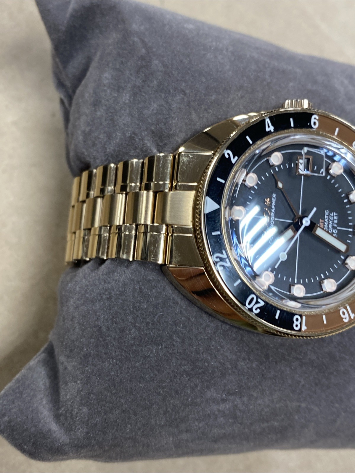 Bulova Oceanographer GMT Men’s Black Dial Rose Gold Automatic Watch 97B215