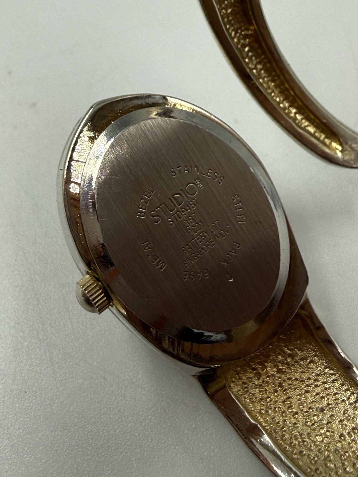 Studio Time Snake Bangle Watch Women Two-Tone Secret Hidden Dial Gold Silver