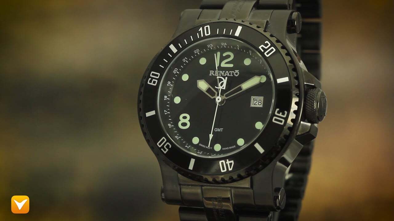 Renato T-Rex Diver GMT 2 Time Zone Limited Production 100pcs Black/ White Marker