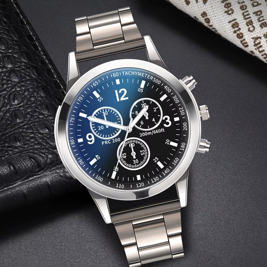 1/2PCS Men Business Watches Fashion Men’S Steel Band Quartz Watch with Bracelet（