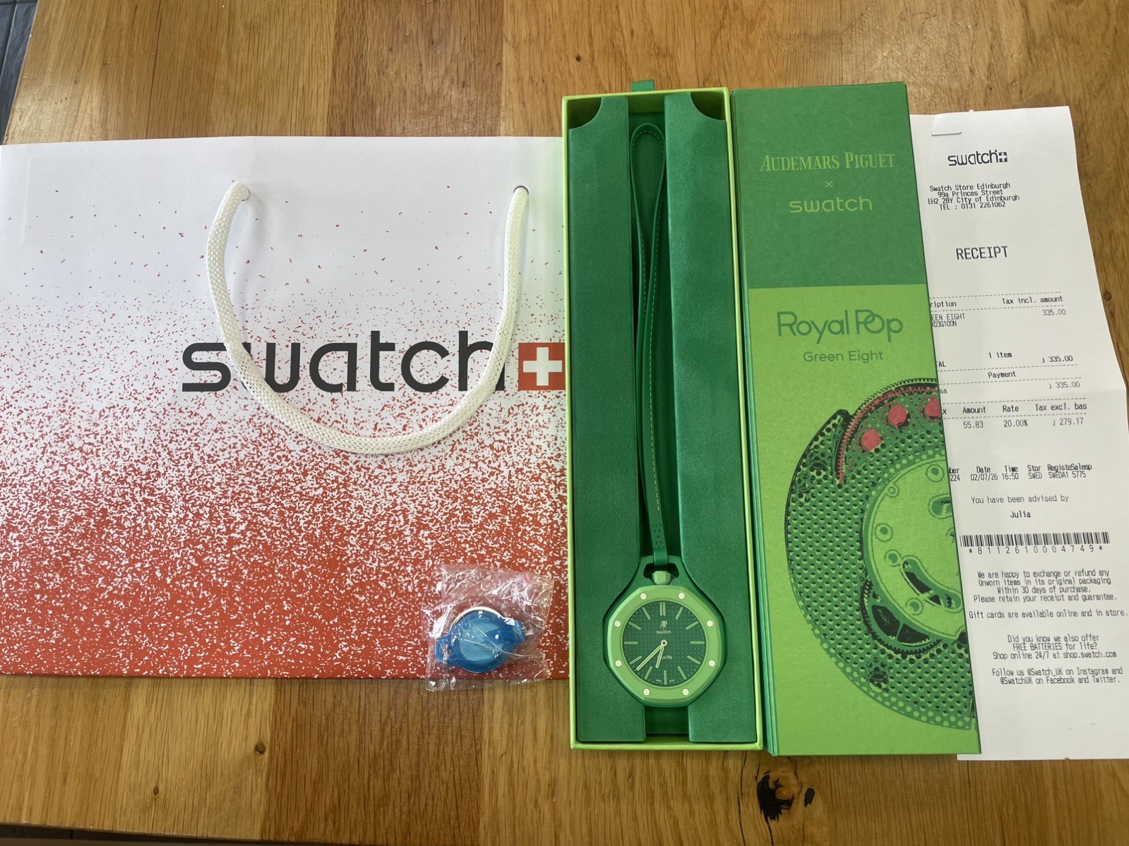 AP X SWATCH | GREEN EIGHT | BRAND NEW SEALED | BAG, BOX AND RECEIPT🚚💨