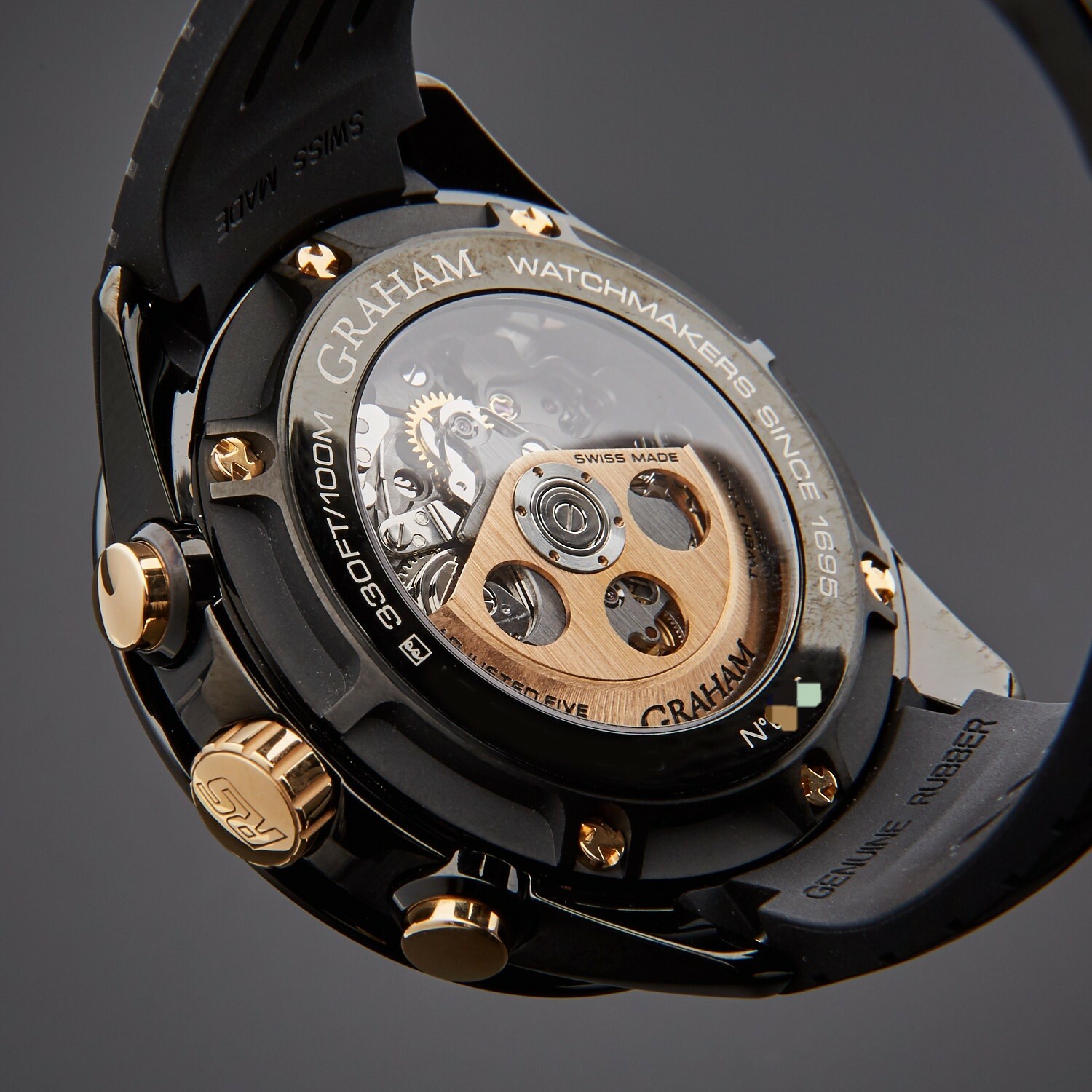 GRAHAM SILVERSTONE RS SKELETON BLAC & GOLD CHRONO 2STAZ.B02A R