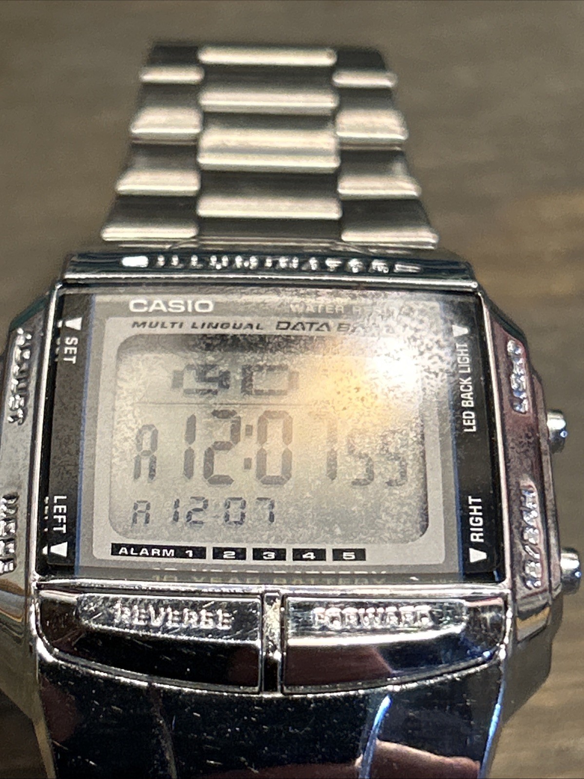 CASIO DB-360 Data Bank Multi-Lingual Digital Watch Stainless Steel LED Backlight