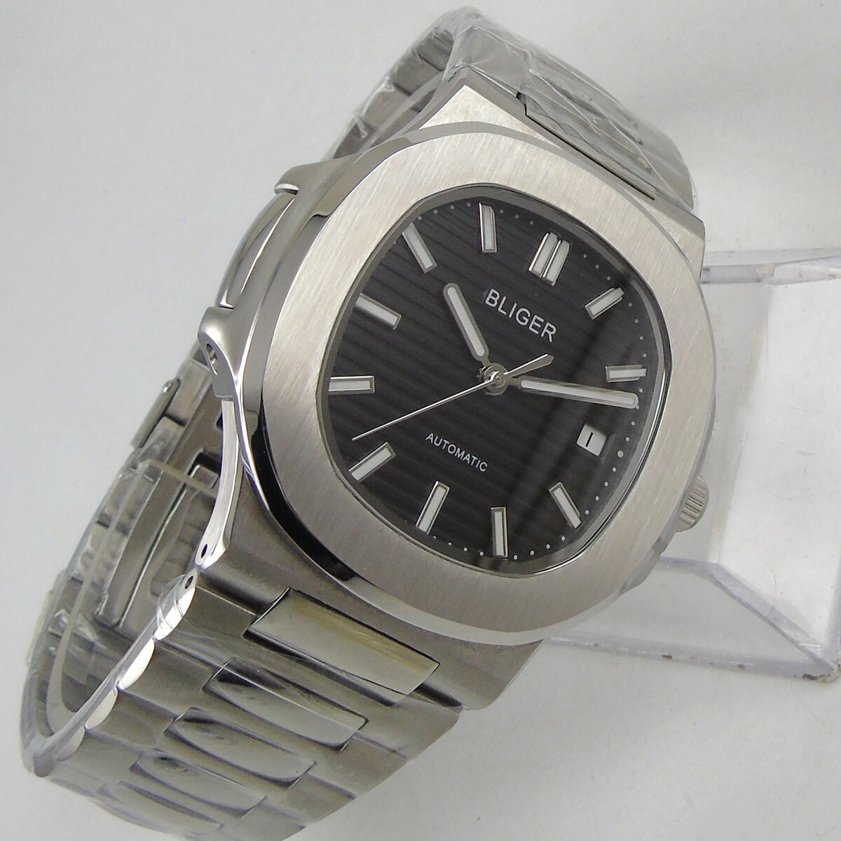 Square 40mm Bliger Black Dial Sapphire Glass PT5000 NH35A Automatic Mens Watch