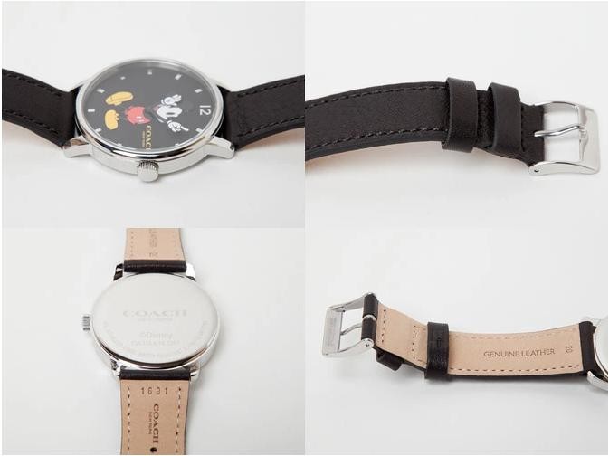 COACH x Disney Mickey Mouse Leather Watch W6232 Black Box Included New Japan