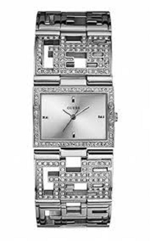 New Authentic GUESS W13544L1 SILVER TONE STAINELESS STEEL BRACELET WATCH NWT