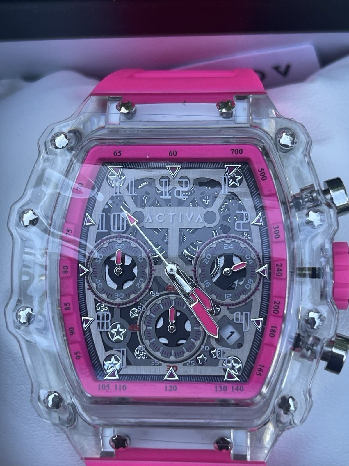 Activa X InvictaMen’s Watch w/ Skeleton Dial – 44.3mm, Pink (ACW2305-008)