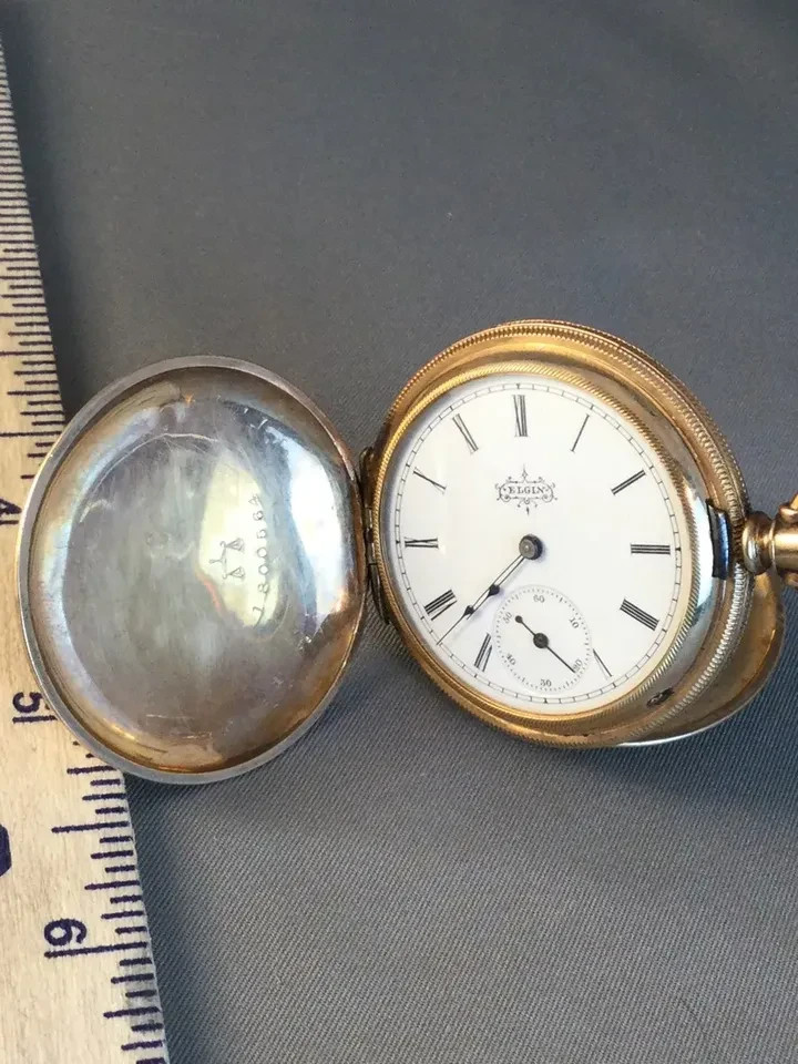Antique Small Gold-Filled Elgin Case Pocket Watch from 1893