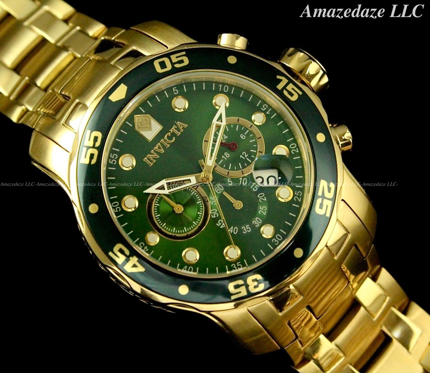 NEW Invicta Men 48mm Pro Diver Scuba Chronograph Stainless St. GREEN DIAL Watch