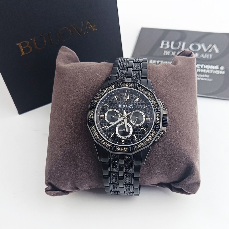 Bulova Black 98C134 Quartz & Octava Crystal Men’s Chronograph Watch 41.5mm