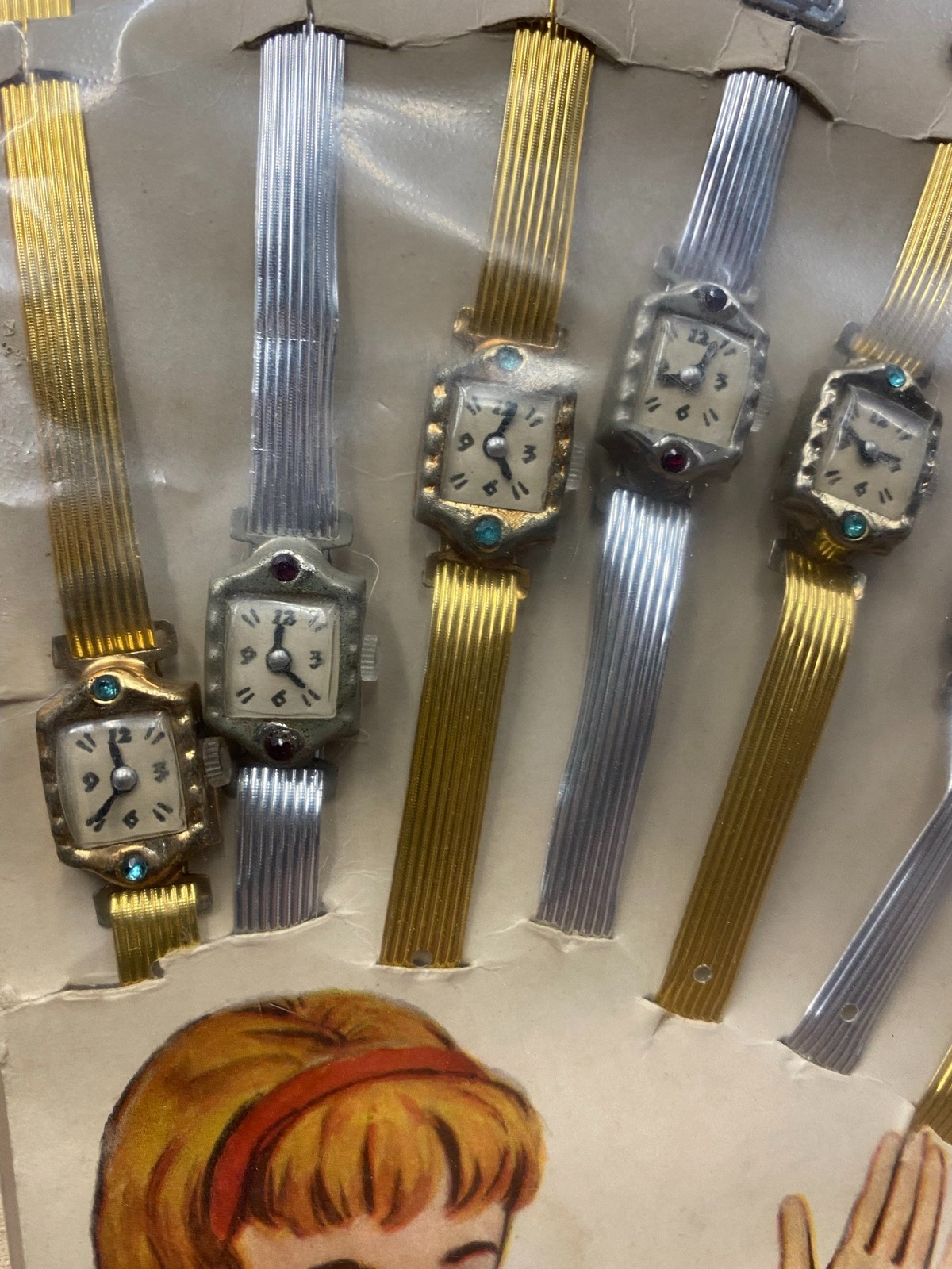 Vtg Toy Watch Display Girls 1960’s Lot Candy Store 5&10 Collectible Set Carnival