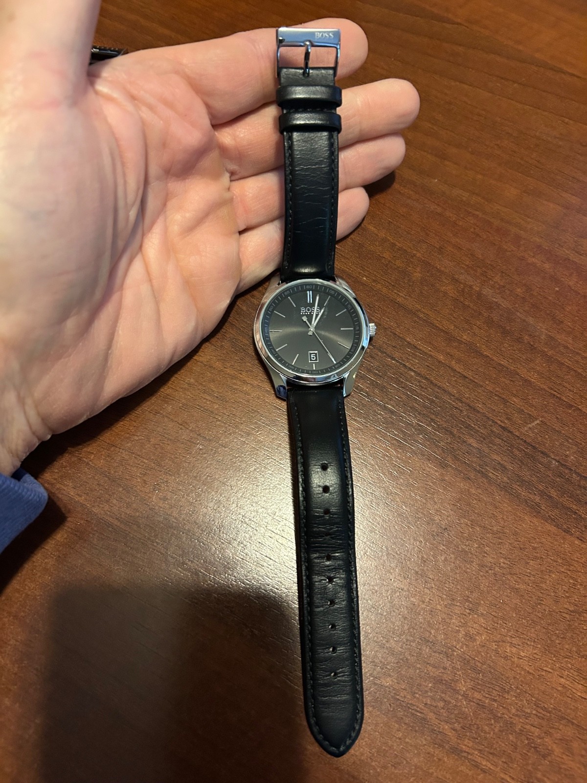 Men Hugo Boss Black Circuit 42 mm Quartz Wristwatch w/Leather Band Needs Battery