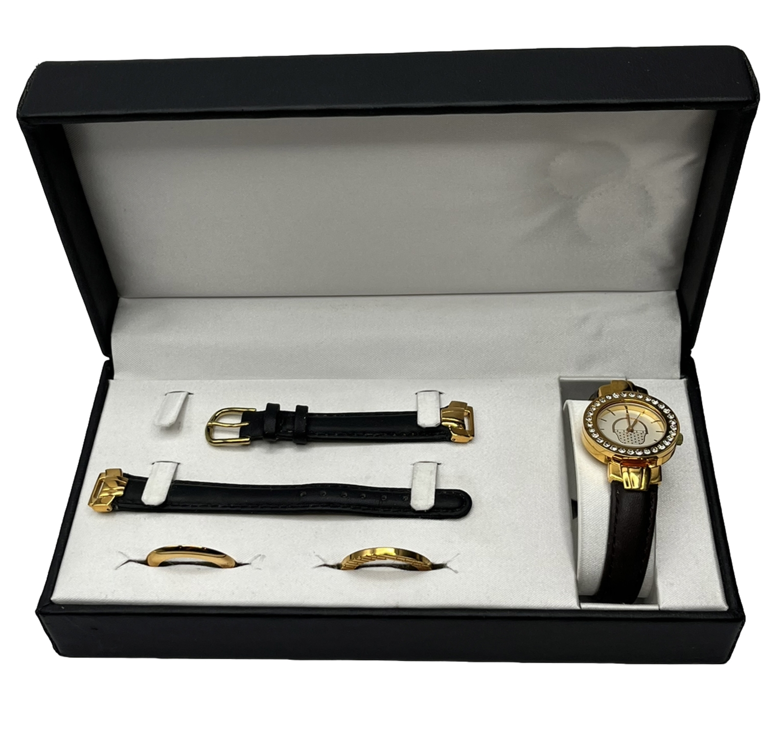 Vintage Womens Longaberger Watch Changeable Face Plate Bands Rhinestone Case