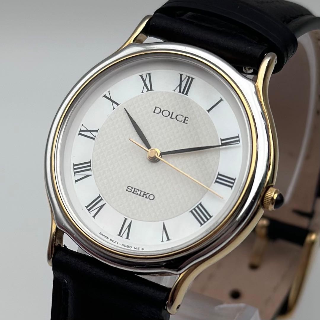 SEIKO DOLCE 5E31-6D60 White Roman Dial Watch From Japan