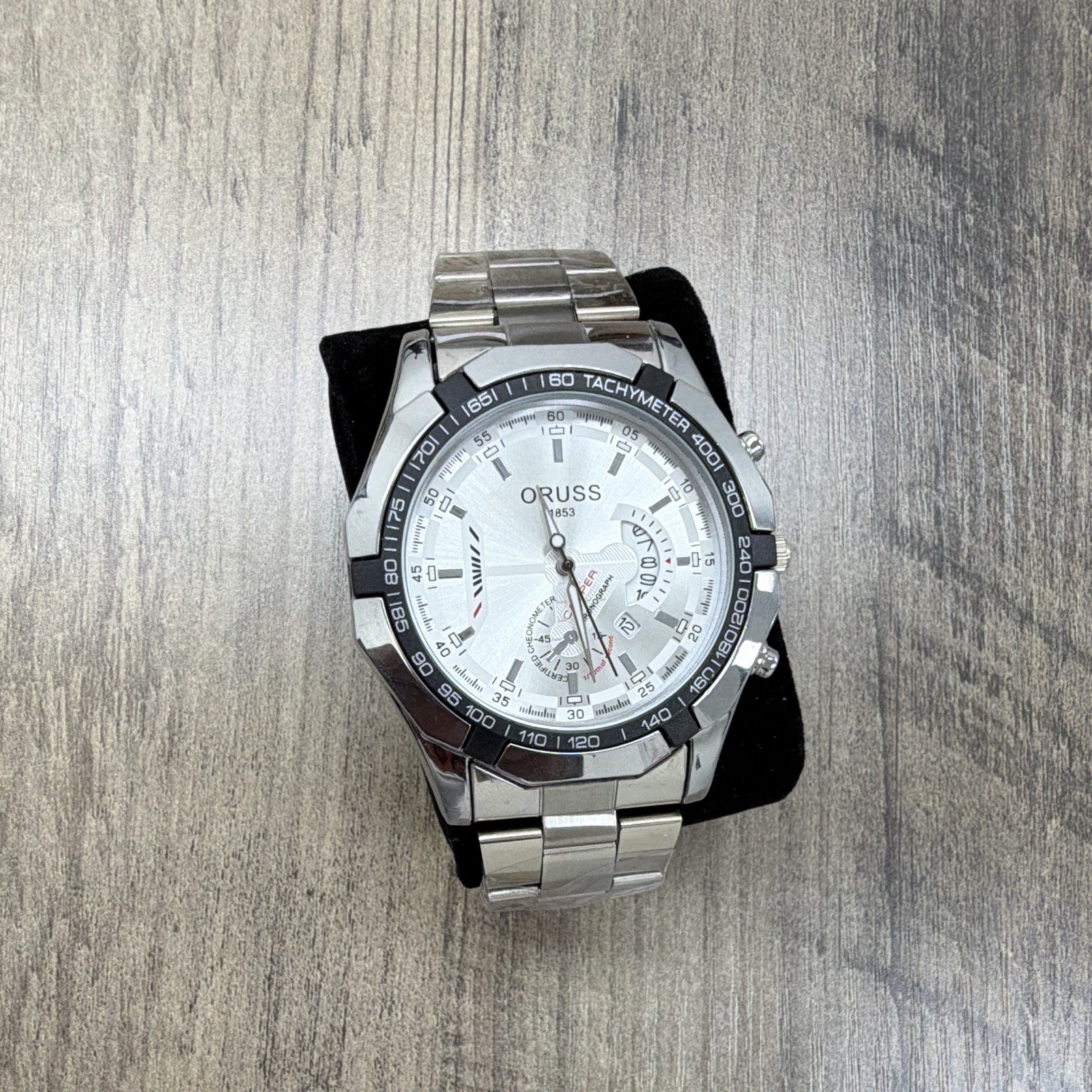 Oruss 1853 Men’s Quartz Chronograph Tachymeter Date 46mm Steel Bracelet