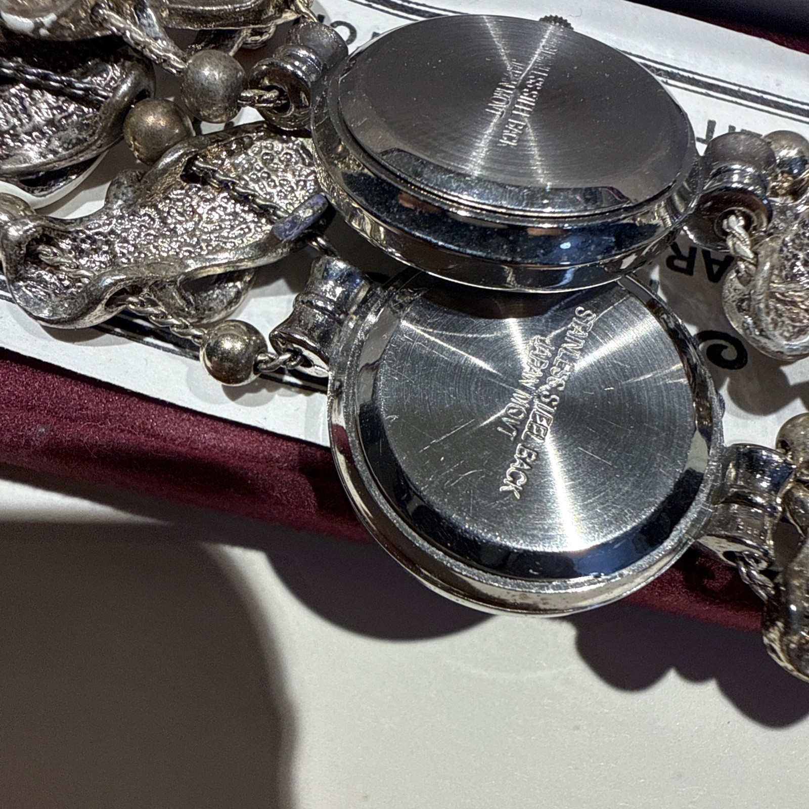 Rare Pair Lot of 2 Ladies Jennie B Red/White/Blue Flip Flop Watch with Case