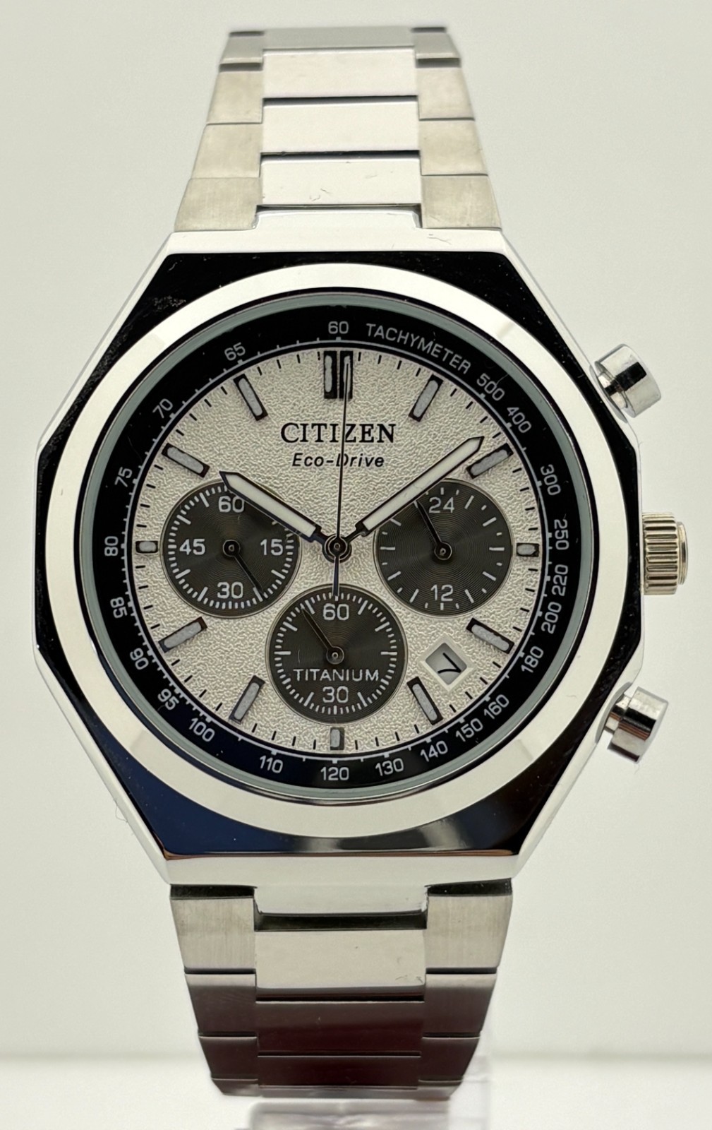 Refurbished Citizen Eco-Drive Chrono Quartz White Dial Sub-Sec/Date Wristwatch