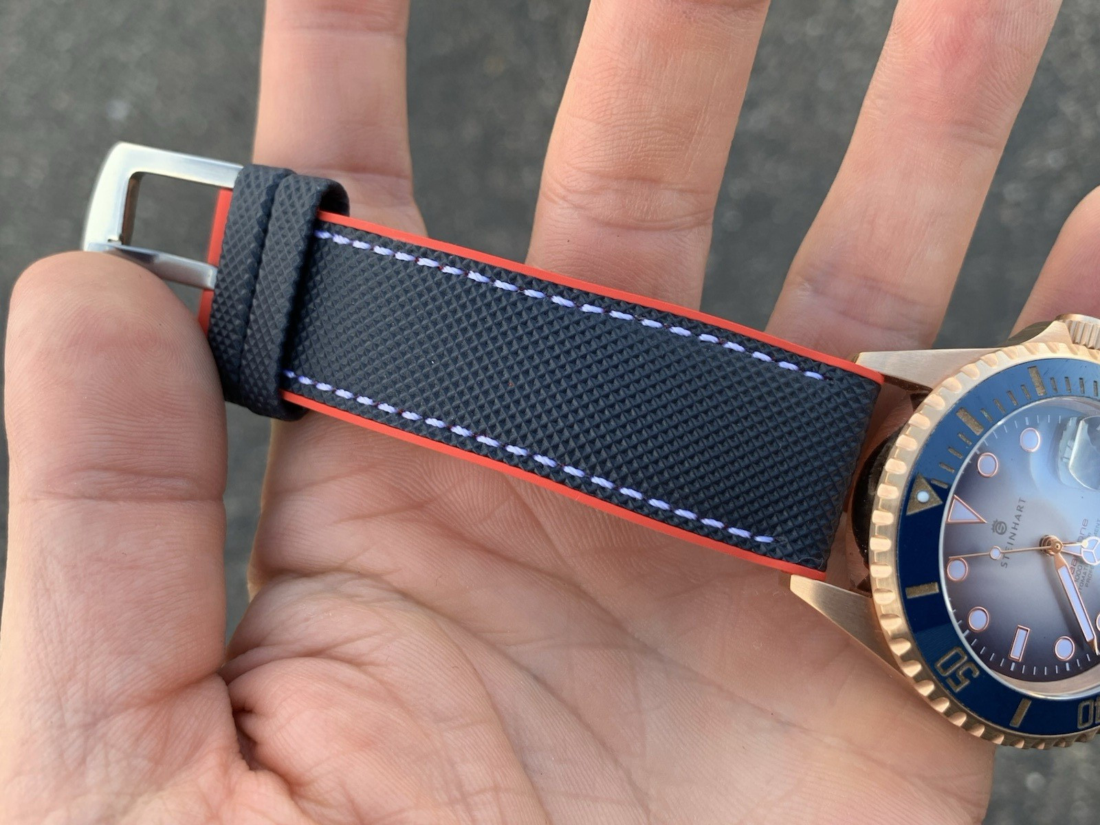 Steinhart Ocean One Stainless Steel Rose Gold Blue 42mm Automatic Watch