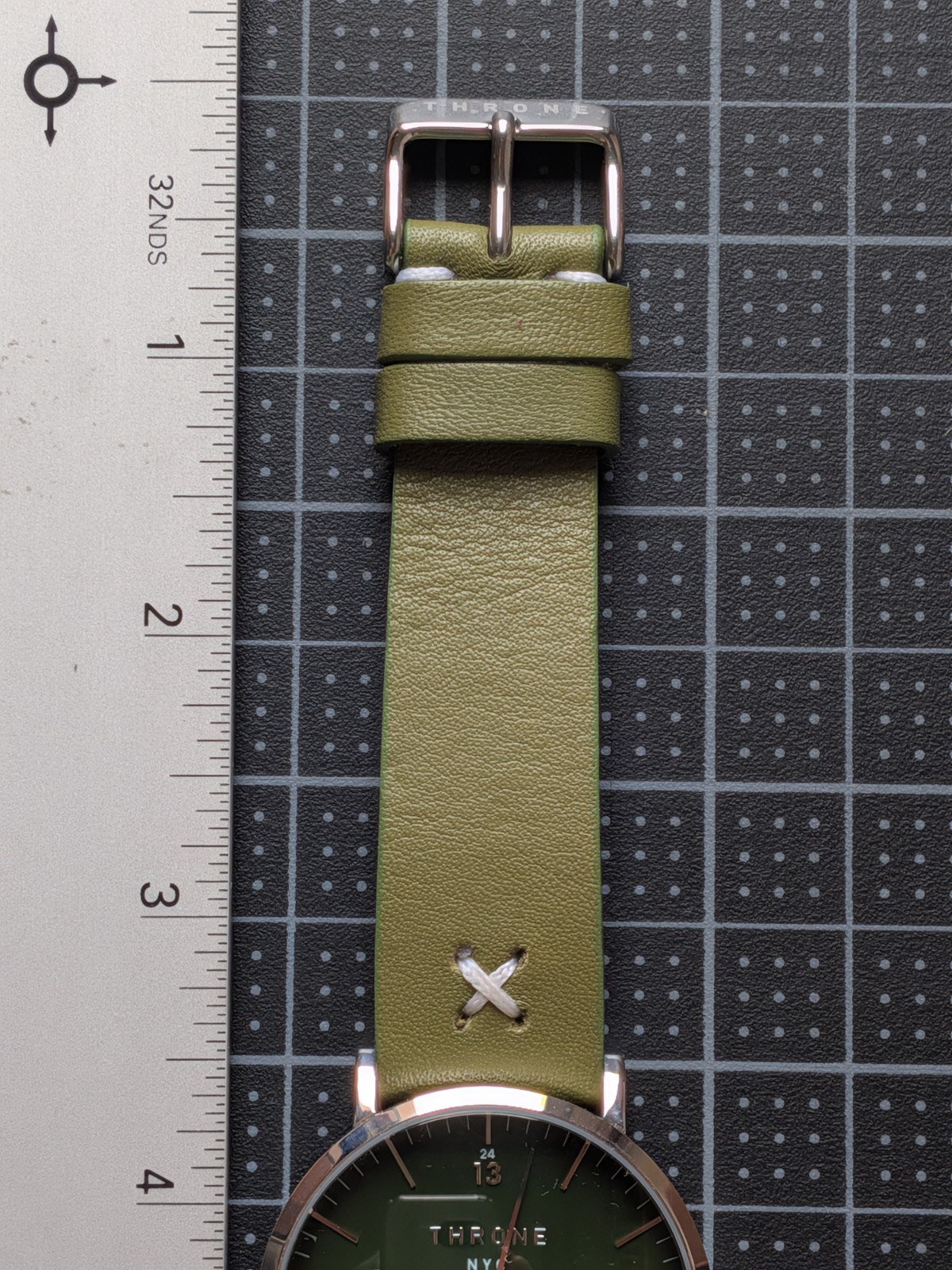 Throne NYC Brooklyn Watchmaker Khaki Olive Italian Leather Band 40mm Gather 1.0