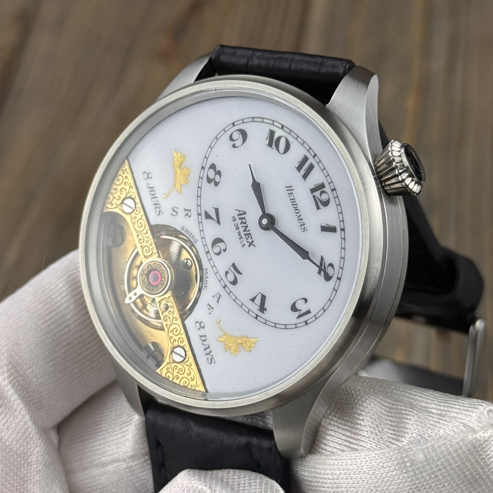 Marriage Watch With Hebdomas 8 days Pocket Movement Openheart, Enamel Dial, 48mm