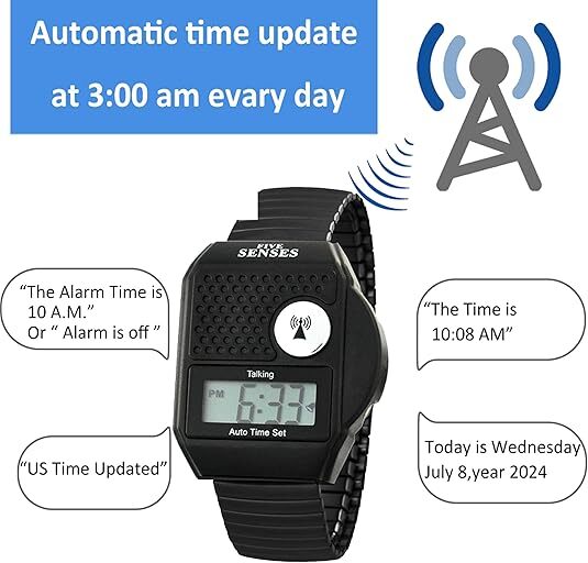 Five Senses Atomic Top Button English Talking Watch for Seniors Blind Low Vision