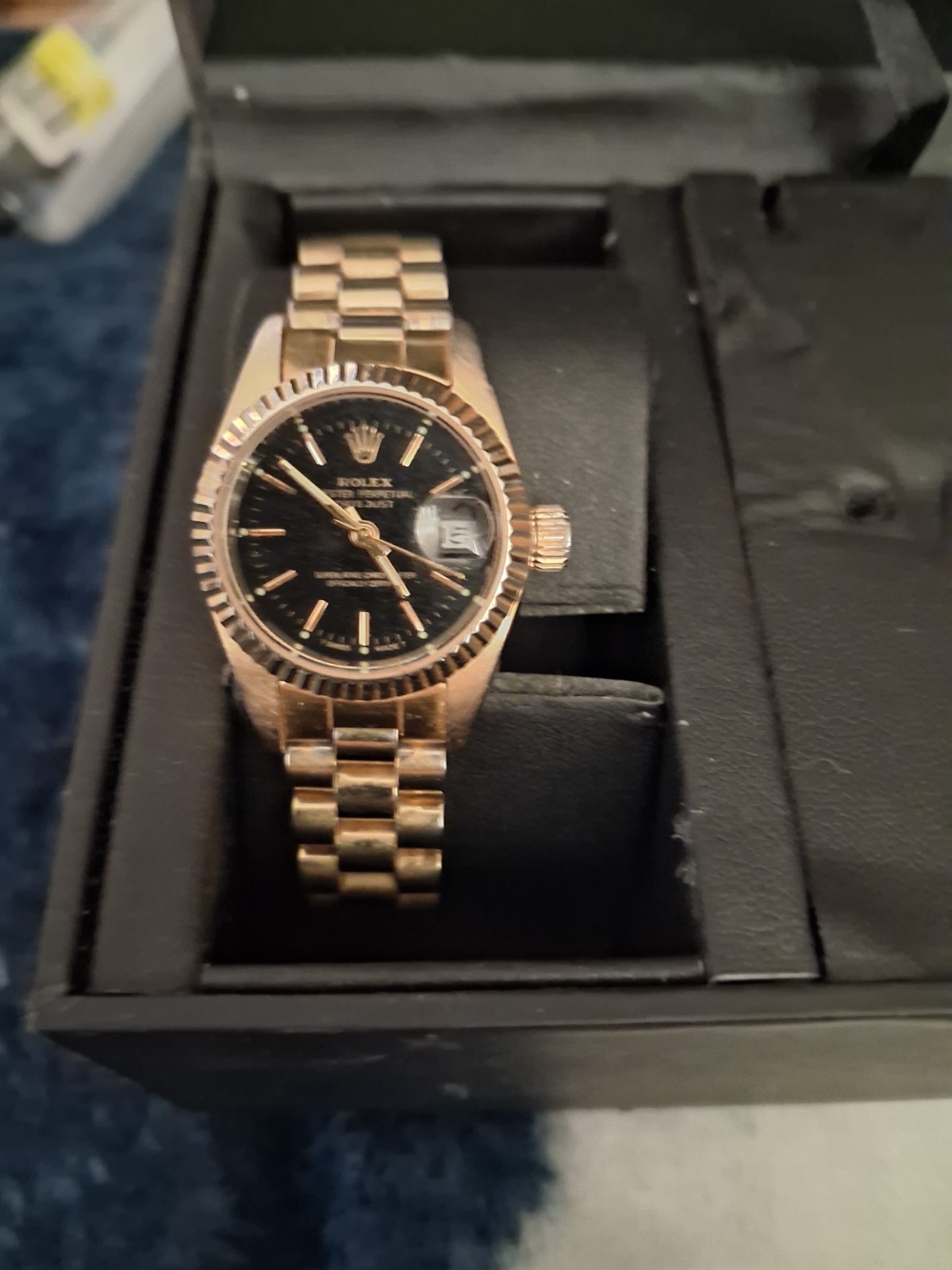 Presidential Rolex Datejust 69178 Watch 26mm Black Index Dial 18K Yellow Gold