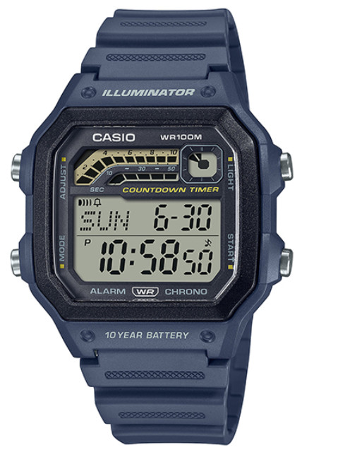 Casio Men’s Quartz Navy Blue Resin Band Digital Wrist Watch WS-1600H-2AVCF