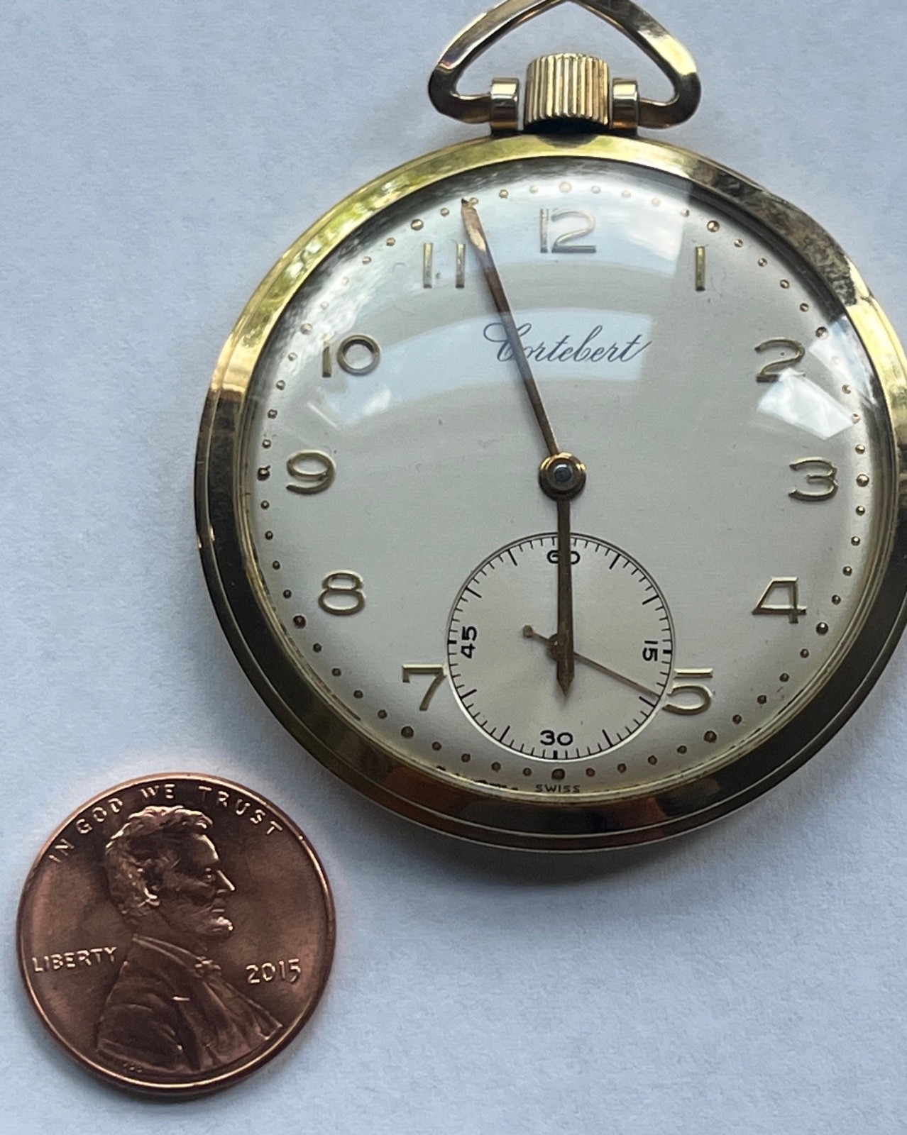 Vintage Cortebert Pocket Watch-Swiss 17 Jewels Cal. 624-10K Gold Filled-Running