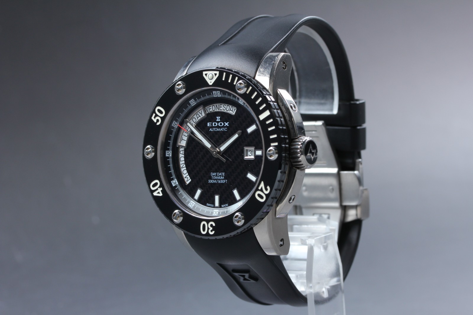 [NEAR MINT w Box] EDOX Class-1 Day Date 83005-TIN-NIN Titanium AT Mens Watch JPN