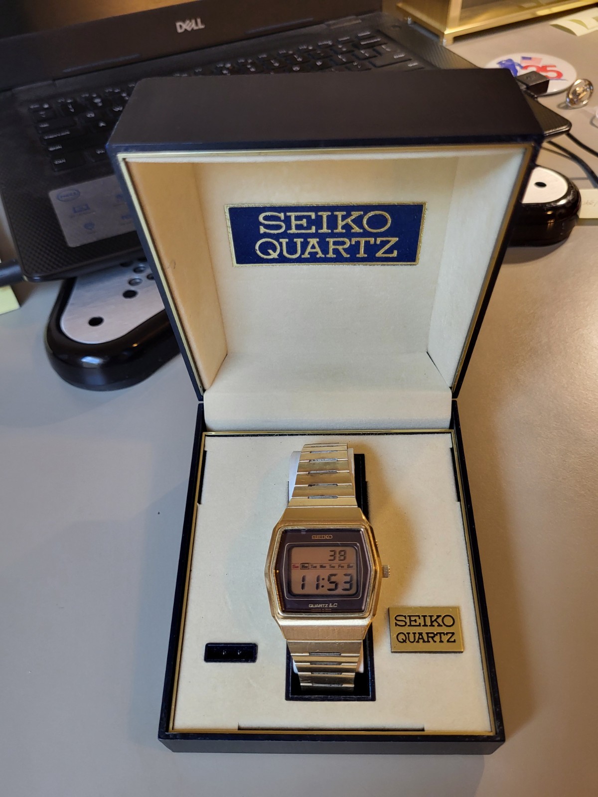 SEIKO 0139-5019 QUARTZ LC 1977 DIGITAL WATCH w/ ORIGINAL BOX-NEW ENERGIZER BATT