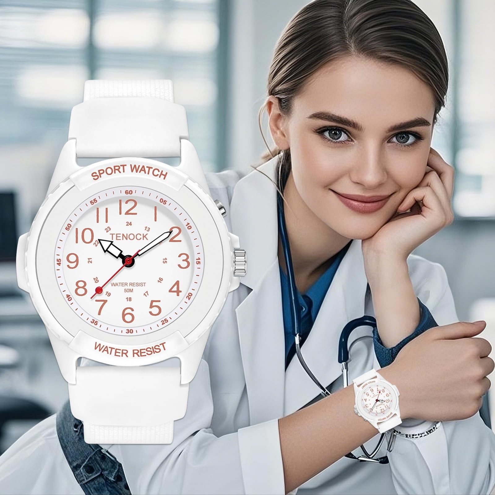 Waterproof Medical Nurse Watch for Students & Professionals, Night Light, Easy R