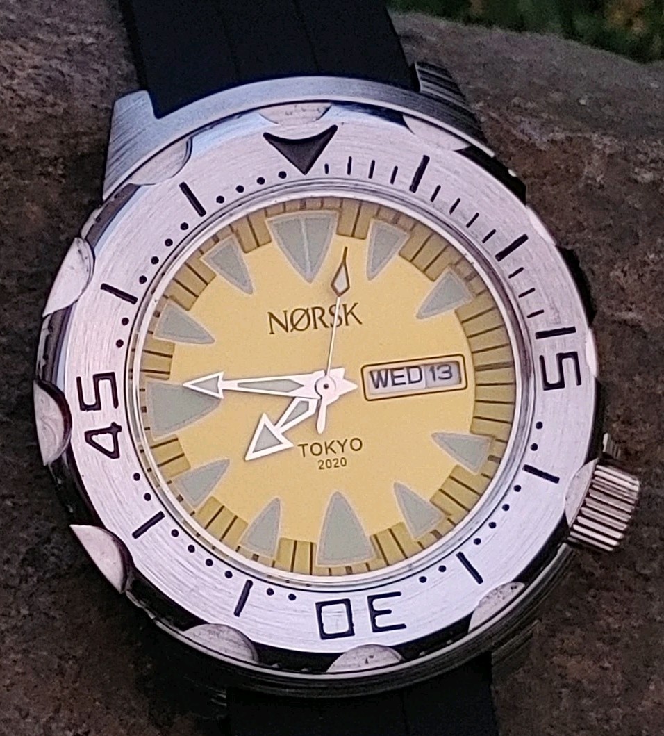 Sea Monster Diver Watch, 2020 Olympics Norsk, Citizen Movement – Yellow Dial