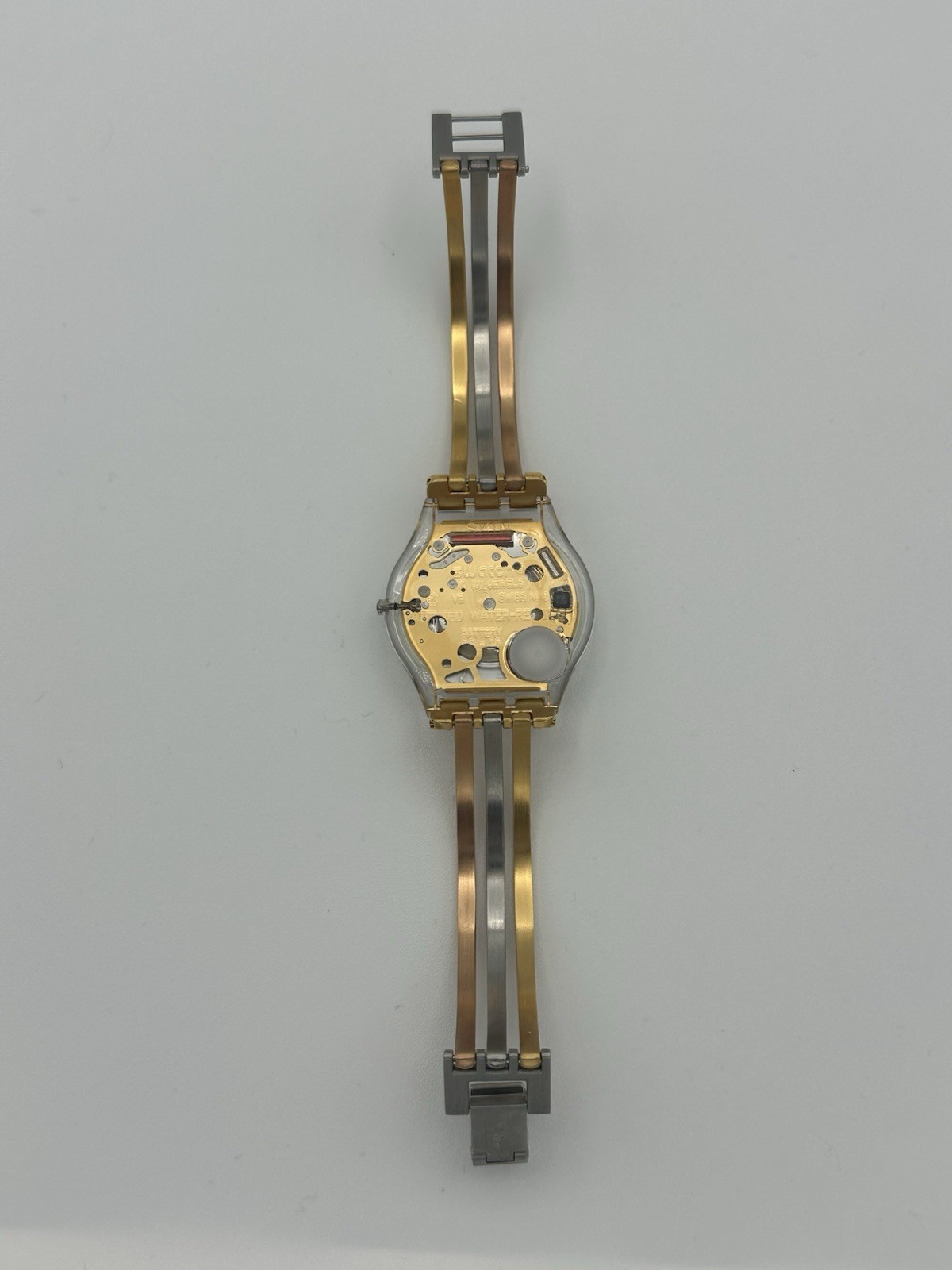 Vintage 2004 Swatch Skin TRI-GOLD SFK240 Swiss Quartz Tri-Color Bracelet Watch