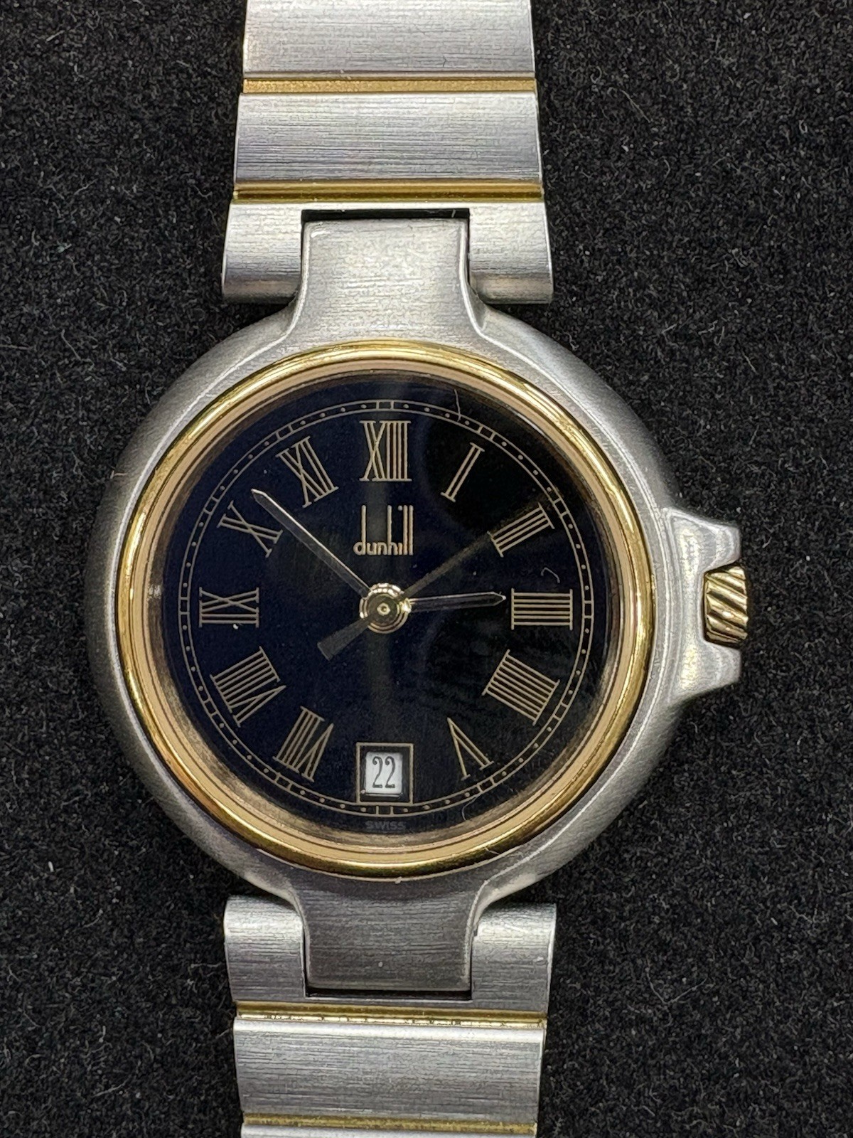 NEW Dunhill Millennium Two Tone Black Roman Dial Ladies Date 26mm Watch
