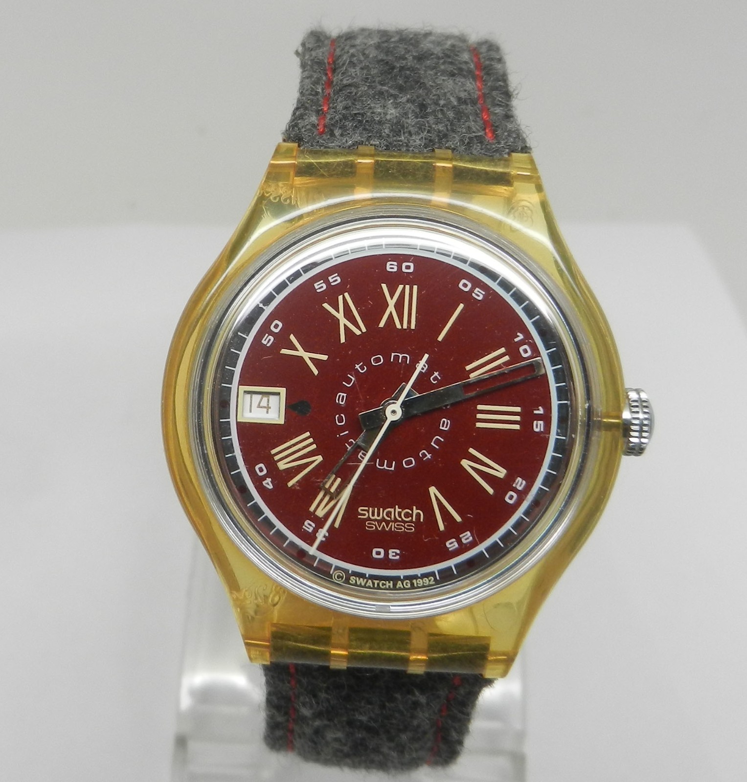 Vintage 37mm Swatch Originals Automatic 1993 Watch NOS New Old Stock Burgundy