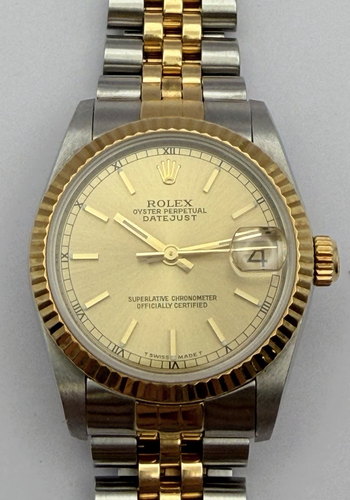 Rolex Datejust 31 / Two Tone 18k Gold Steel / Champagne Dial / 1985 / Ref 68273