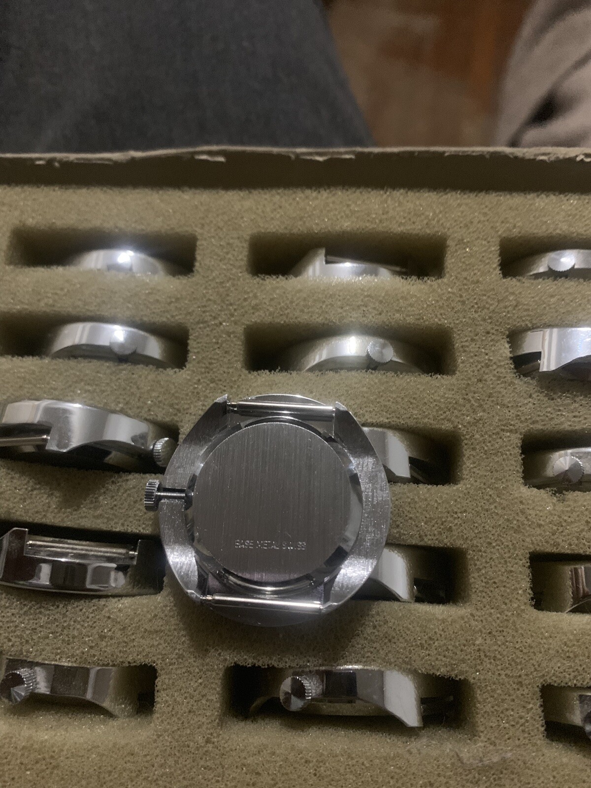 Lucerne Mint NOS Unused 1970s Round Blue & Silver Windup Watch From Factory Box
