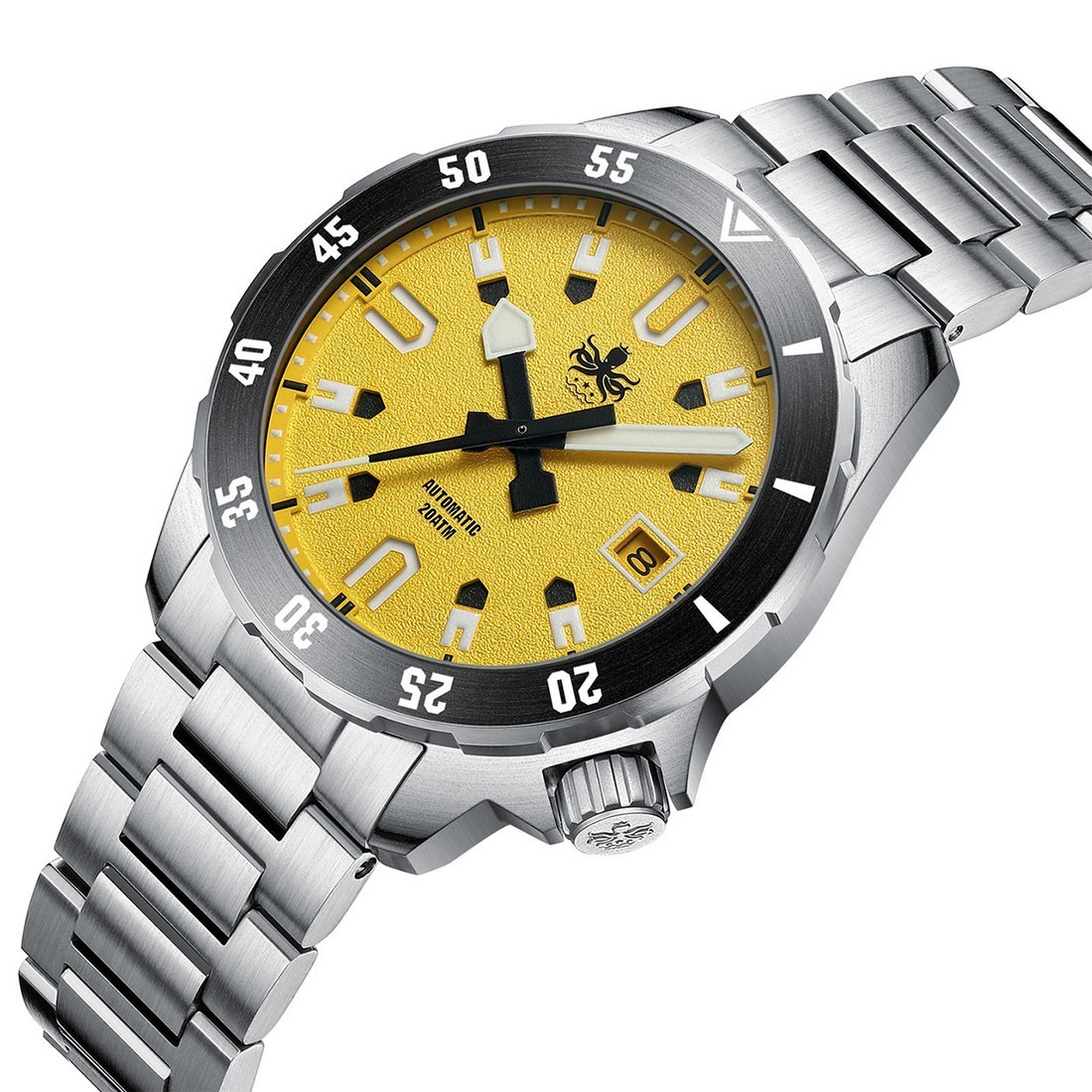 Phoibos APOLLO 200M Steel Automatic Yellow Ceramic Diver Unisex Watch
