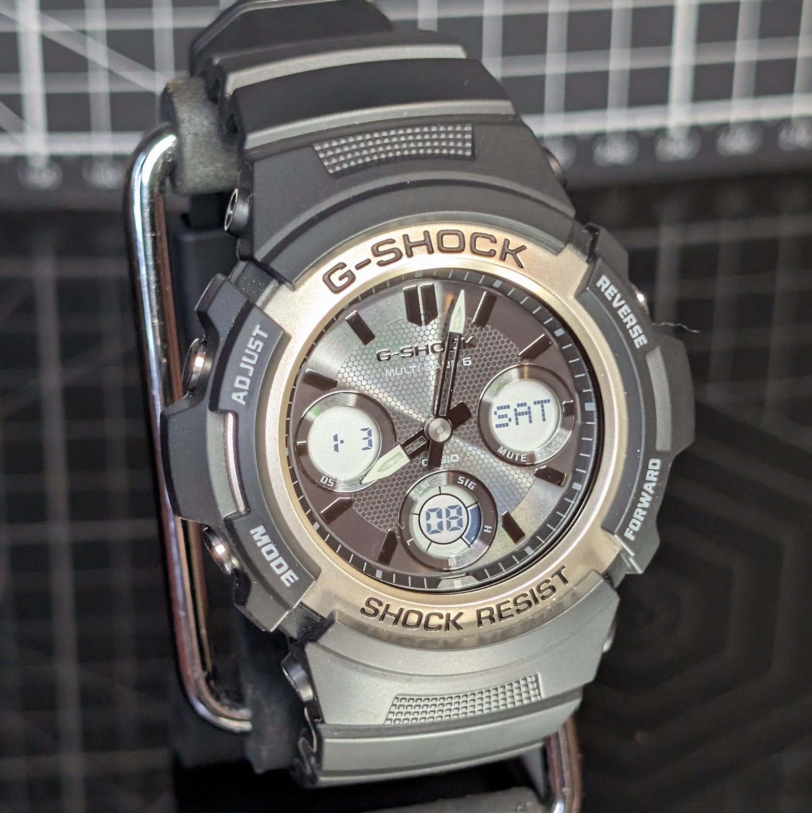 Casio G-Shock AWG-M100 Tough Solar Multiband Black Grey Gold AWG-M100SF-1A6