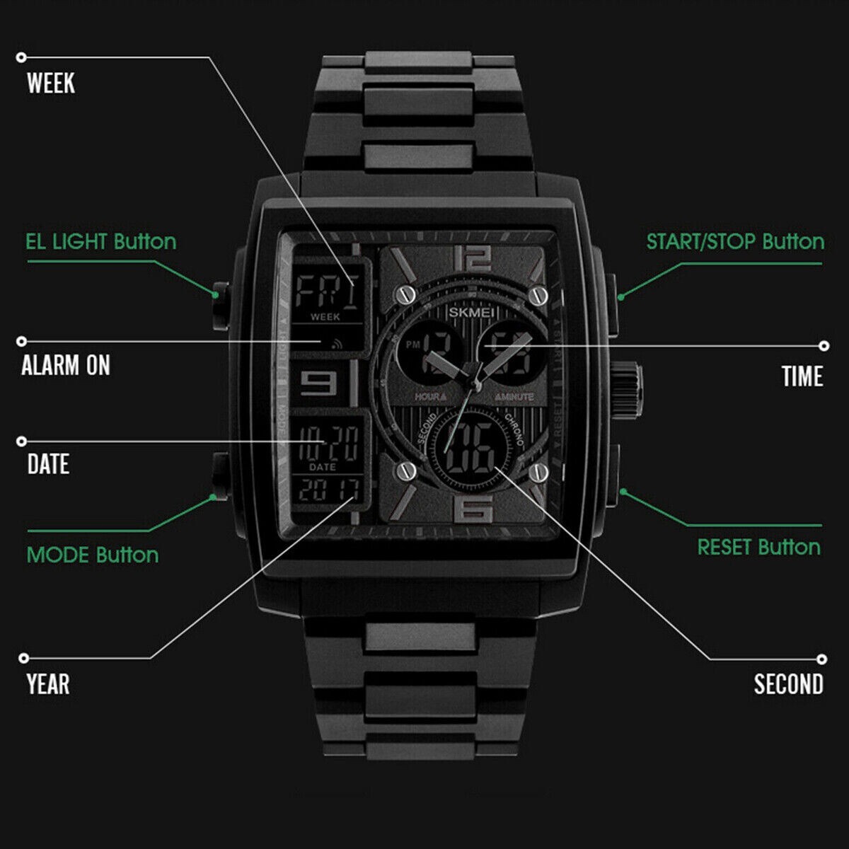 Chronograph Men’s Digital Army Military Sport Quartz Analog Waterproof Watch US