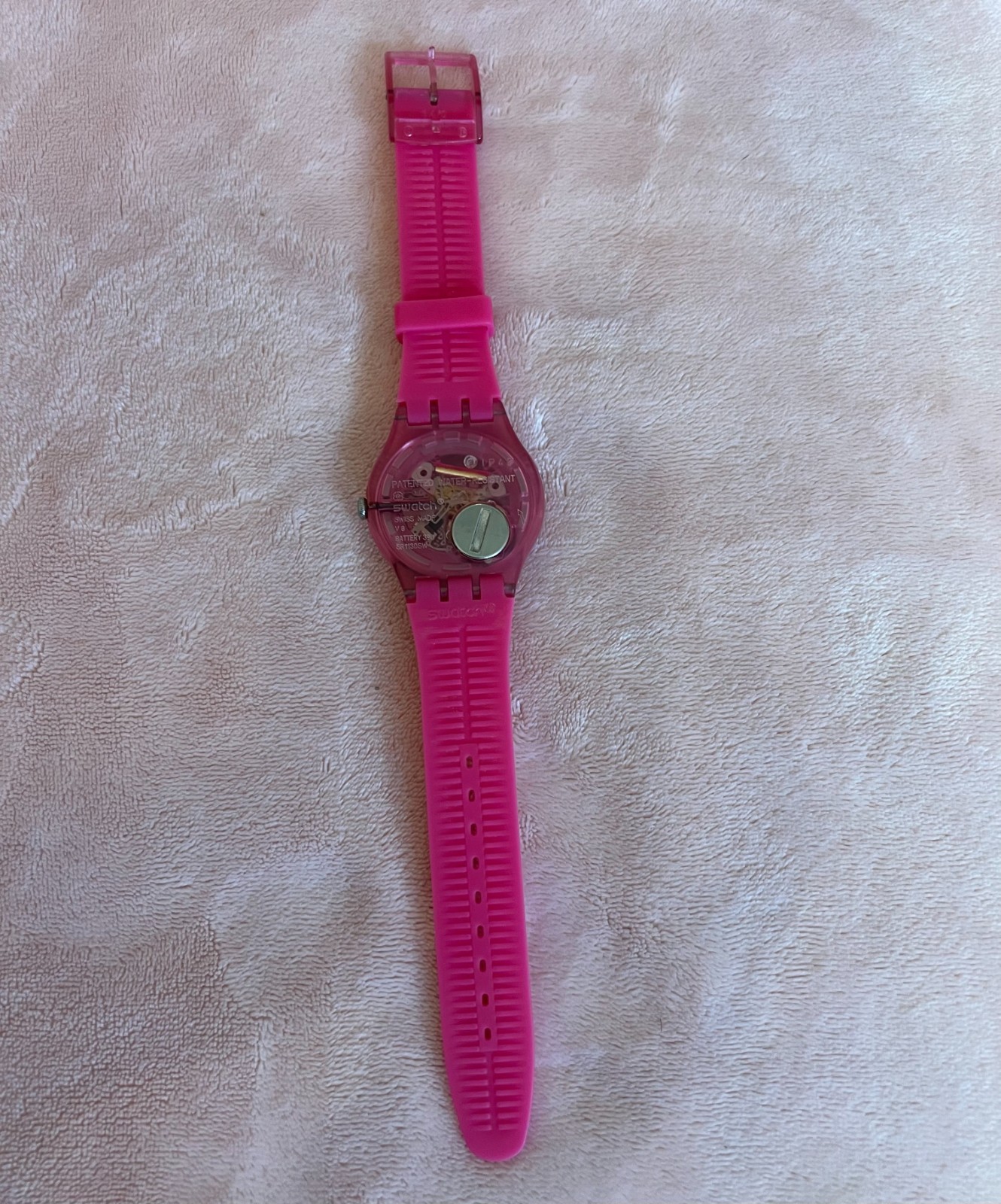 RARE Vintage Swiss Swatch Pink Jelly Skeleton Watch • NEW BATTERY Pristine Gear