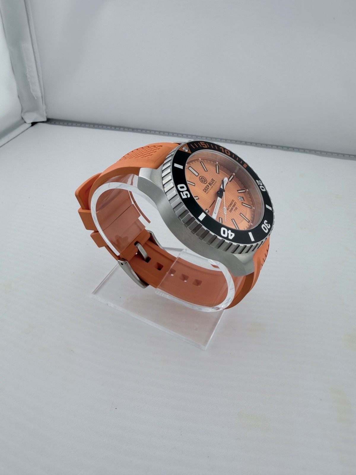 Deep Blue Precision Diver Automatic 300M Orange Dial Sapphire + 2 Extra Straps