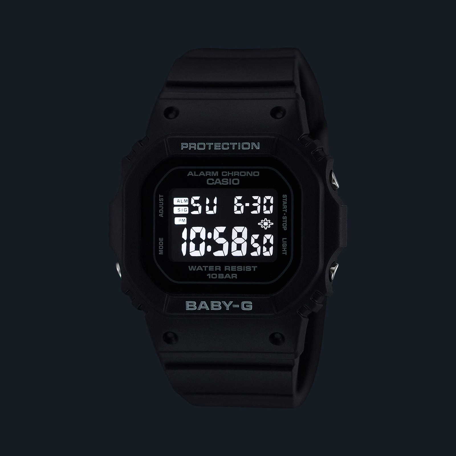 NEW Casio Baby-G ALL BLACK Alarm Shock Resistant Digital Womens Watch BGD565U-1
