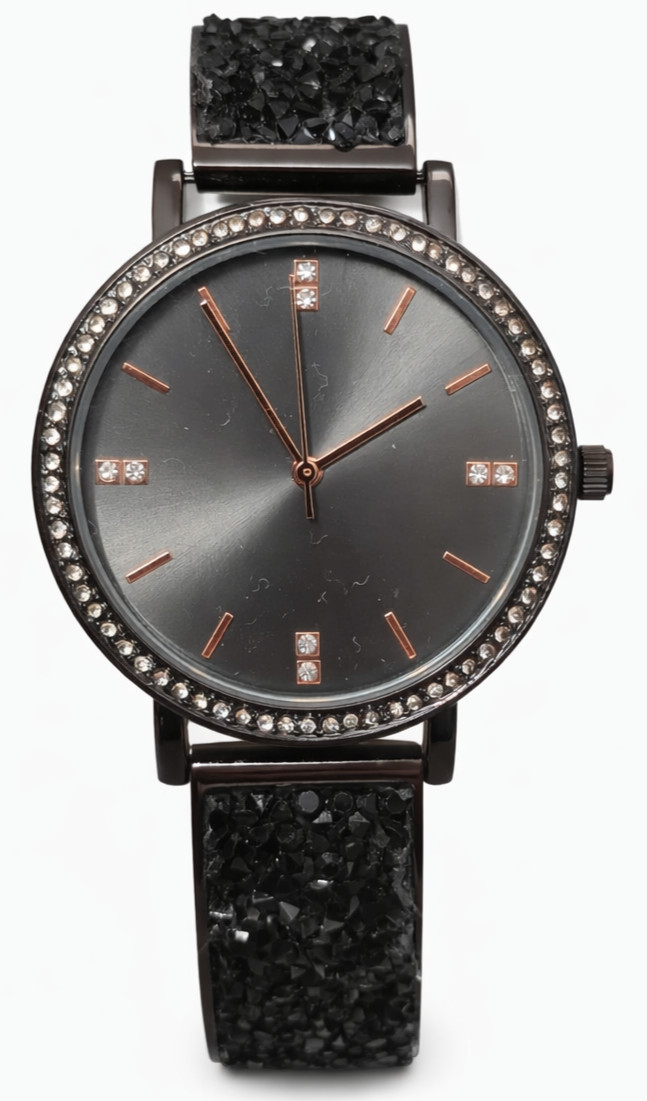 I.N.C Women’s Black Dial Crystal Bezel Watch Stainless Steel New-Open Box