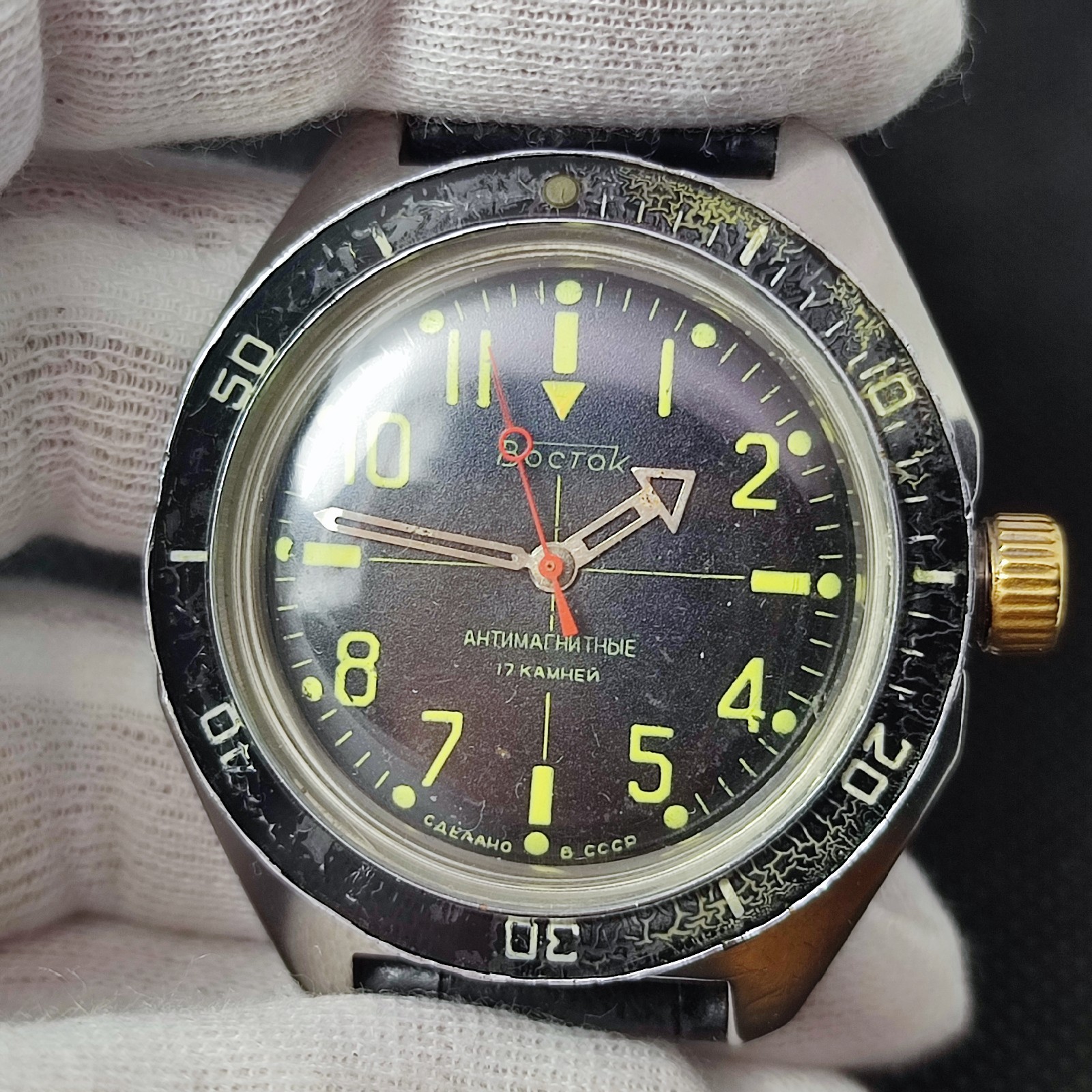 ⭐Vintage Soviet watch Vostok amphibian sniper bakelite bezel 2409.A made in USSR
