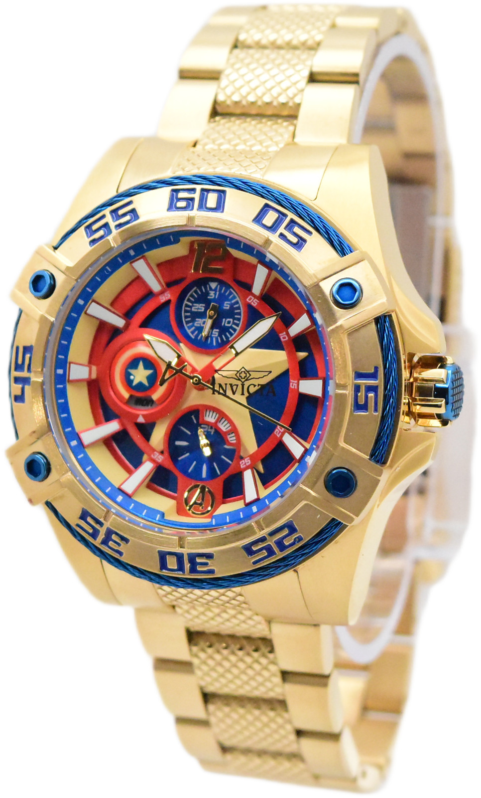 Invicta Marvel Captain America Women’s 44mm Limited Edition Gold Watch 27019